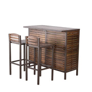 Acacia Wood 3 Piece Bar Set with Storage