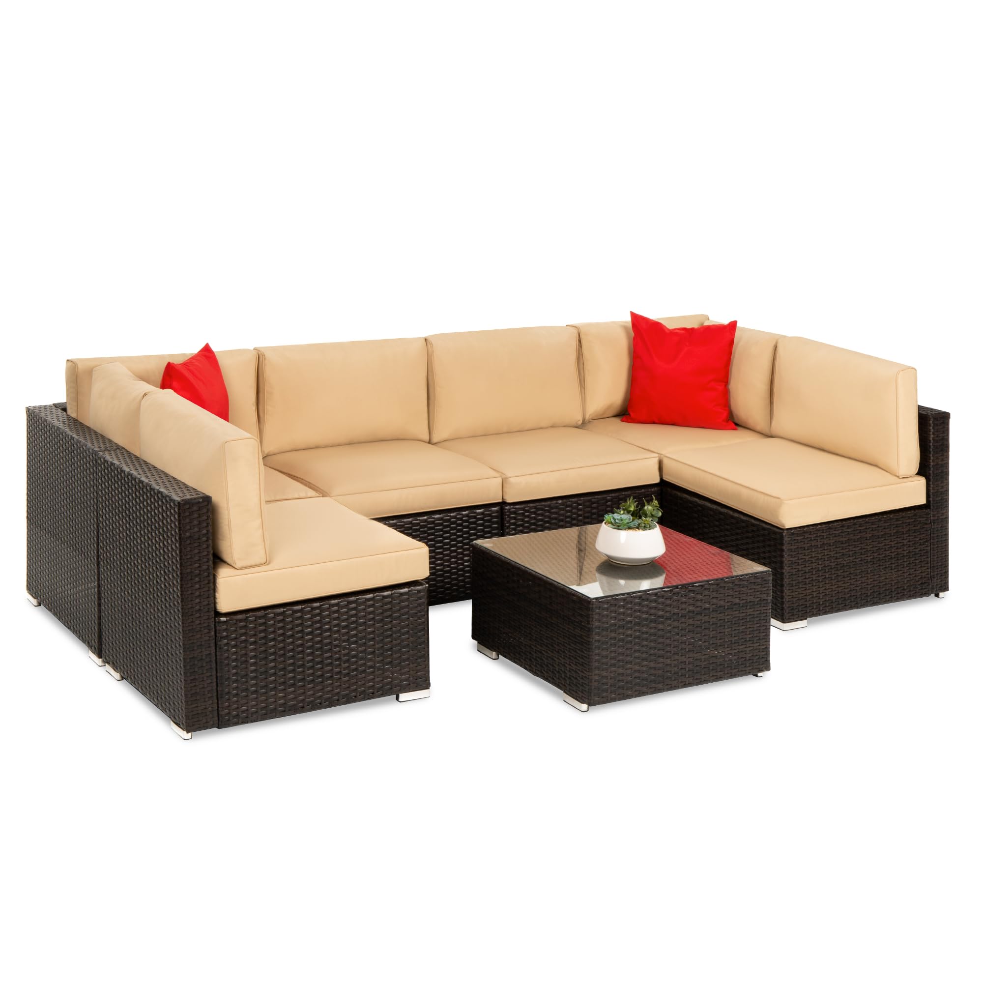 7-Piece Modular Wicker Patio Sectional Set
