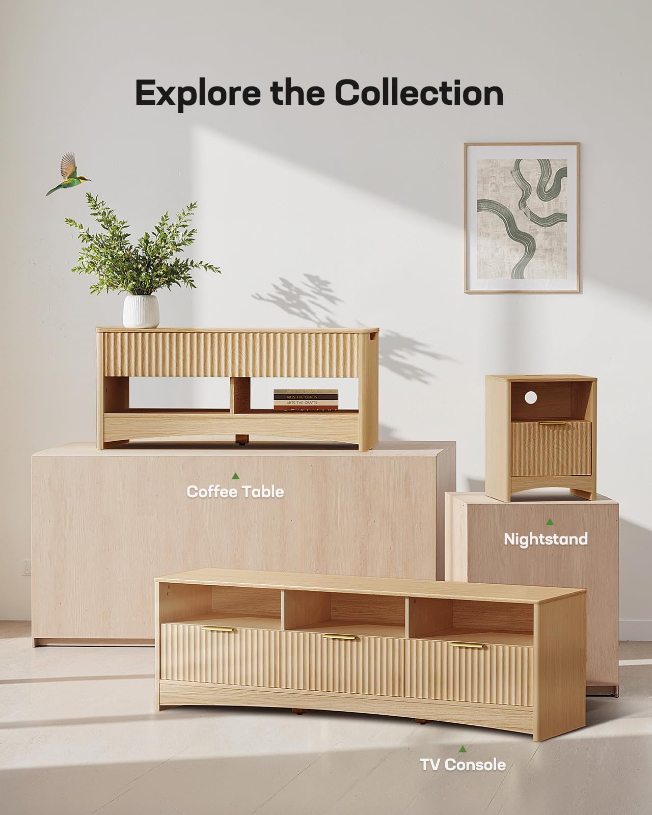 TV Stand for TVs Up to 65 Inches with Storage Drawers