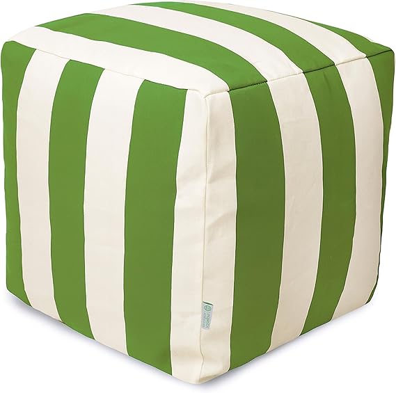 Vertical Stripe Indoor/Outdoor Pouf Ottoman 17x17x17