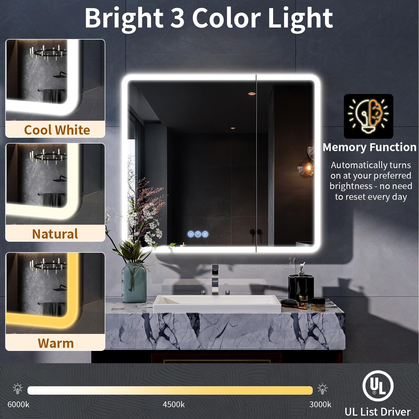 36x32 LED Bathroom Medicine Cabinet with Mirror