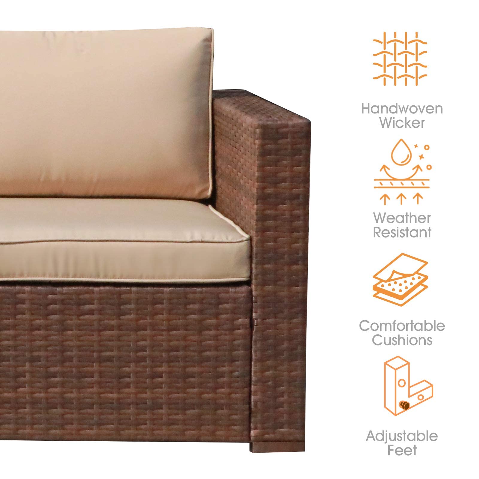 Outdoor Wicker Loveseat 2-Piece Sectional Corner Sofa Set
