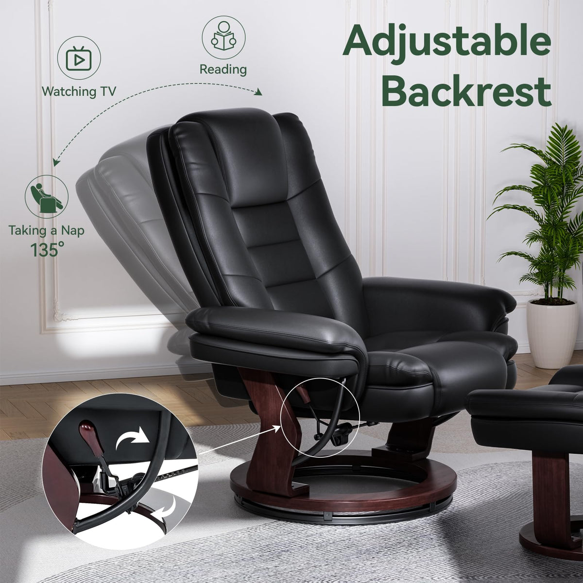 Swivel Recliner Chair with Ottoman