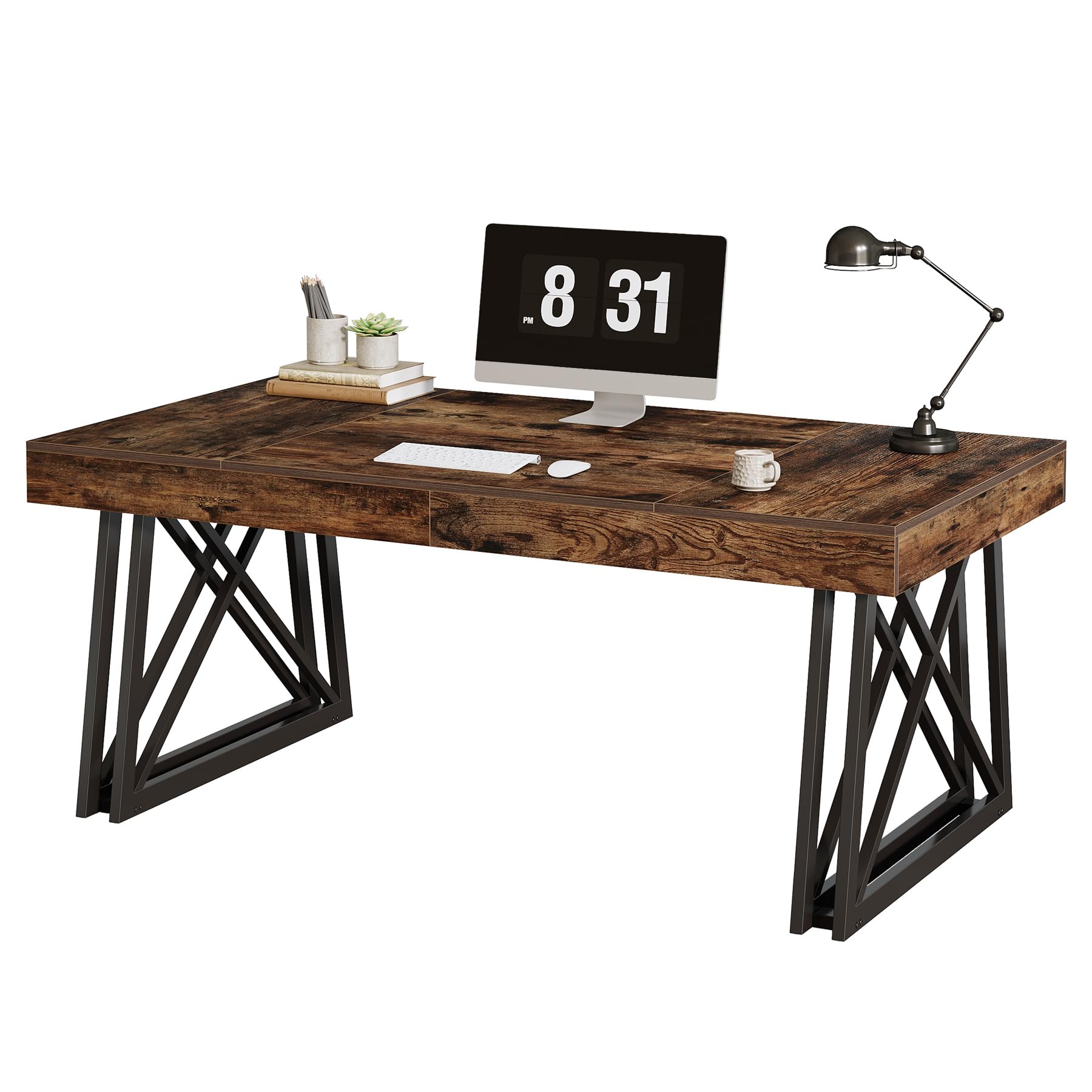 63-Inch Executive Desk with X-Shaped Legs