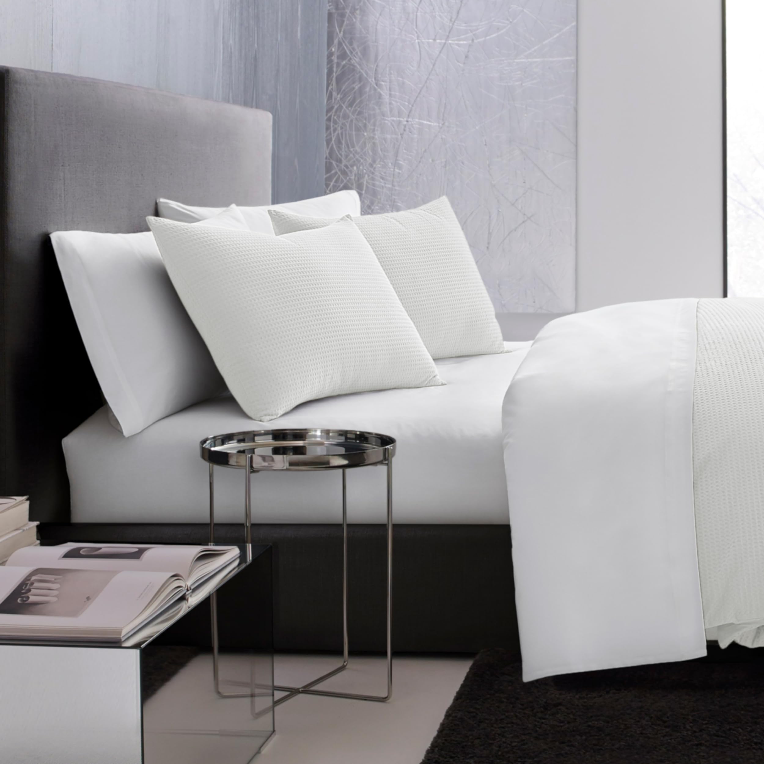 Waffle Pique Cotton Comforter Set Queen White