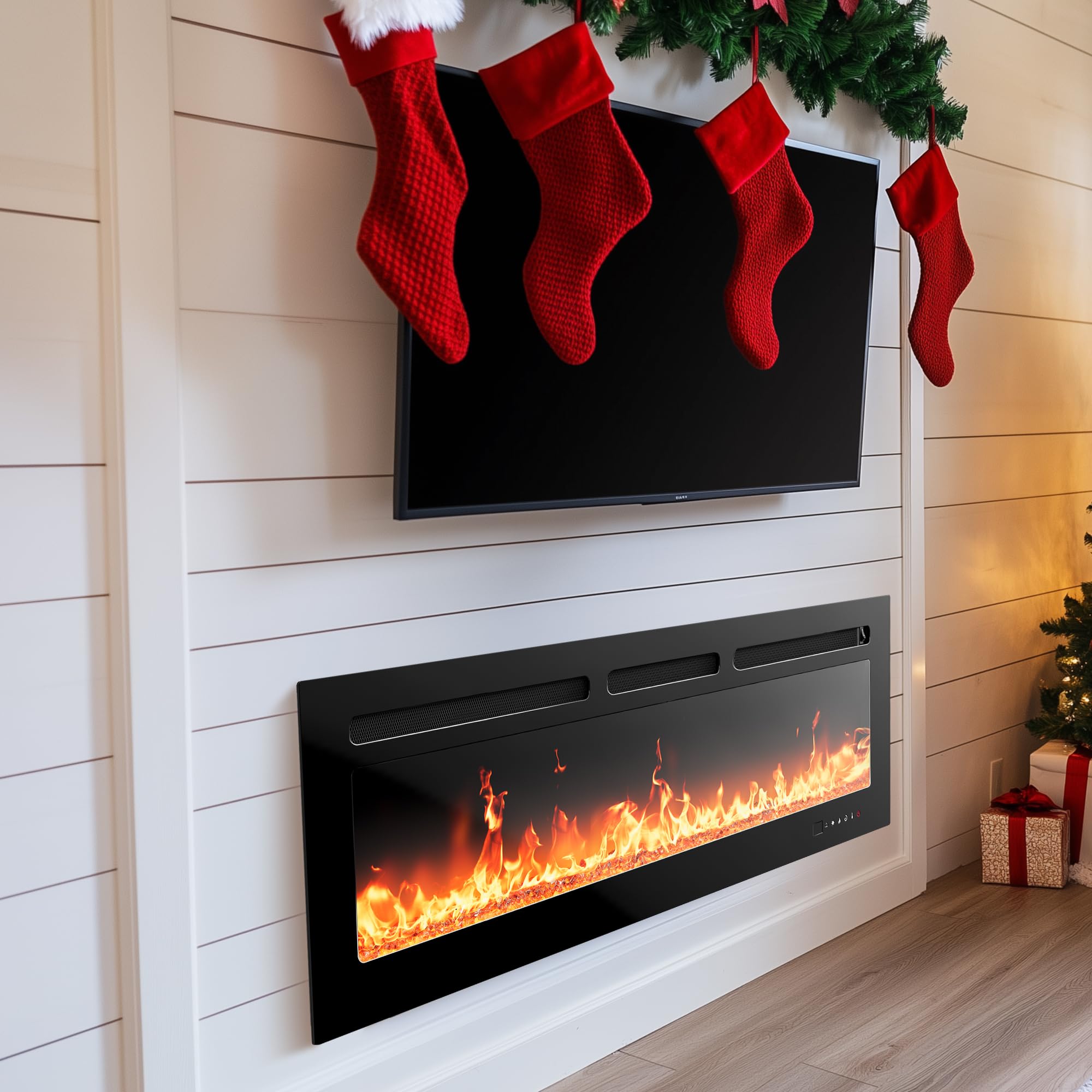 50" Smart Electric Fireplace Heater with App Control