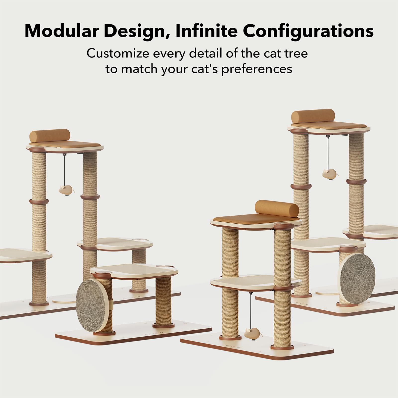 Modular Cat Tree Tower with Scratching Posts