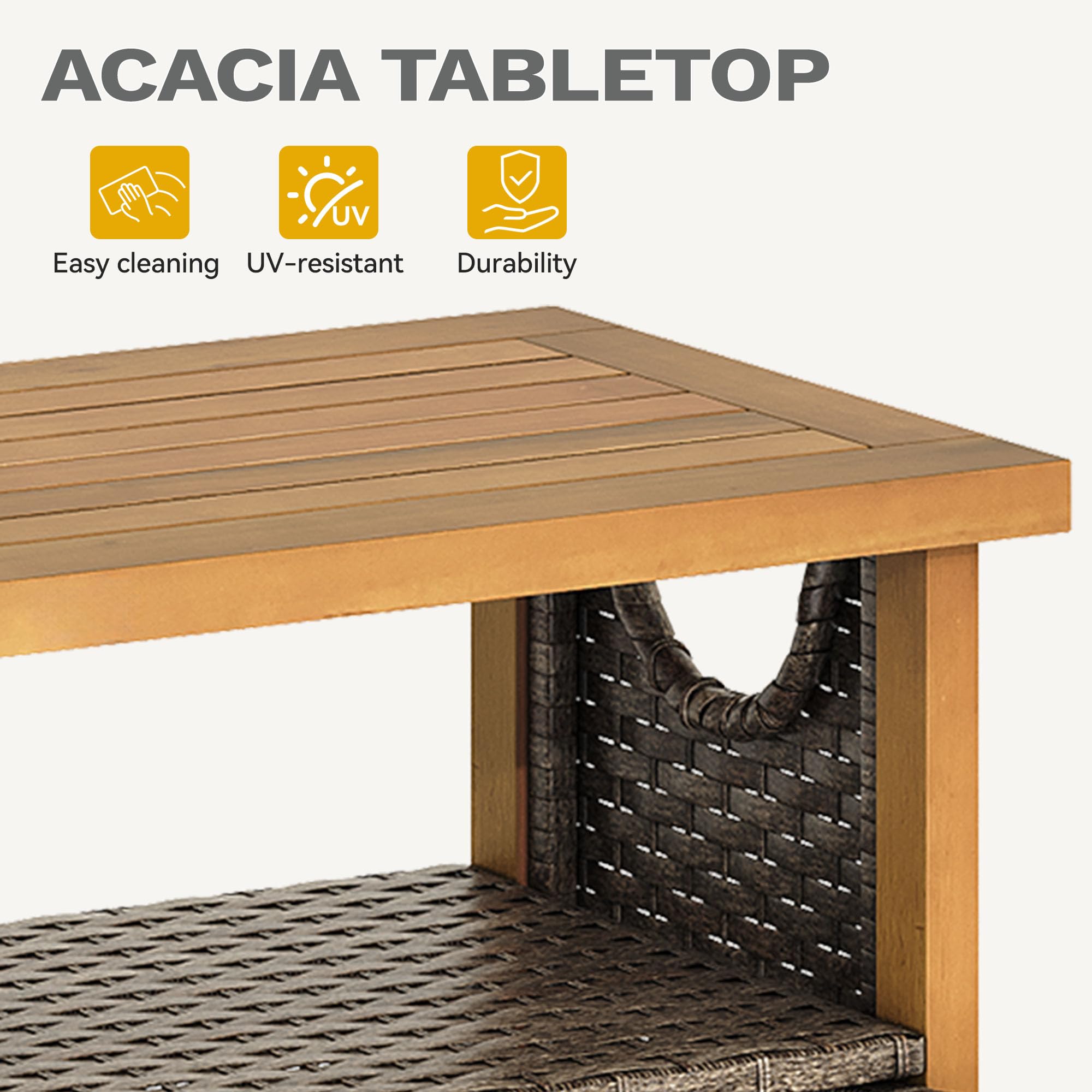 XL Patio Storage Cabinet with Wood Top