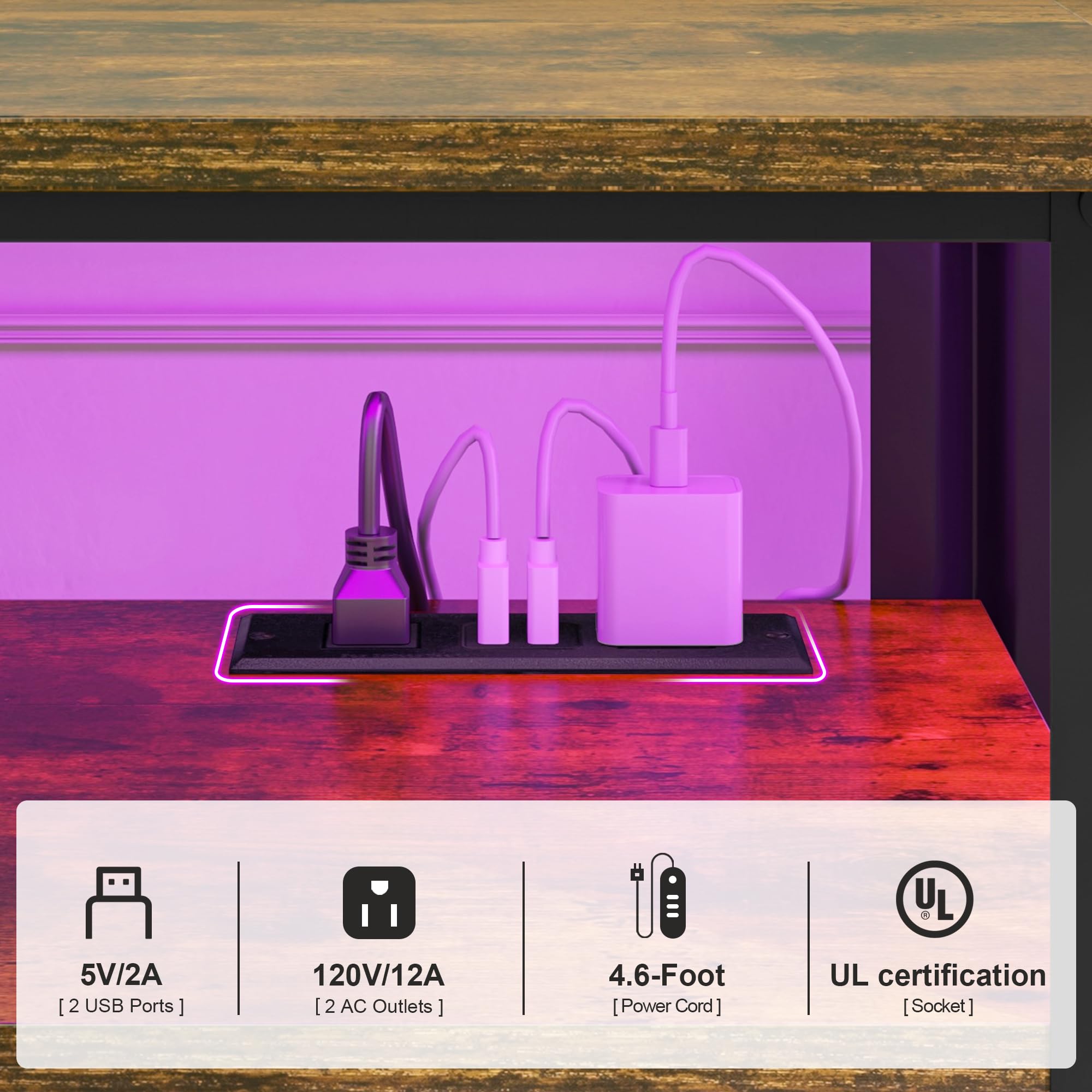Industrial TV Stand with RGB LED Lights