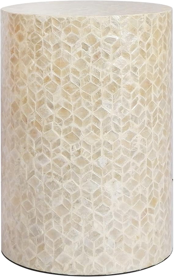Mother of Pearl Cylinder Drum End Table