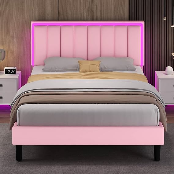 Queen Bed Frame with LED Lights