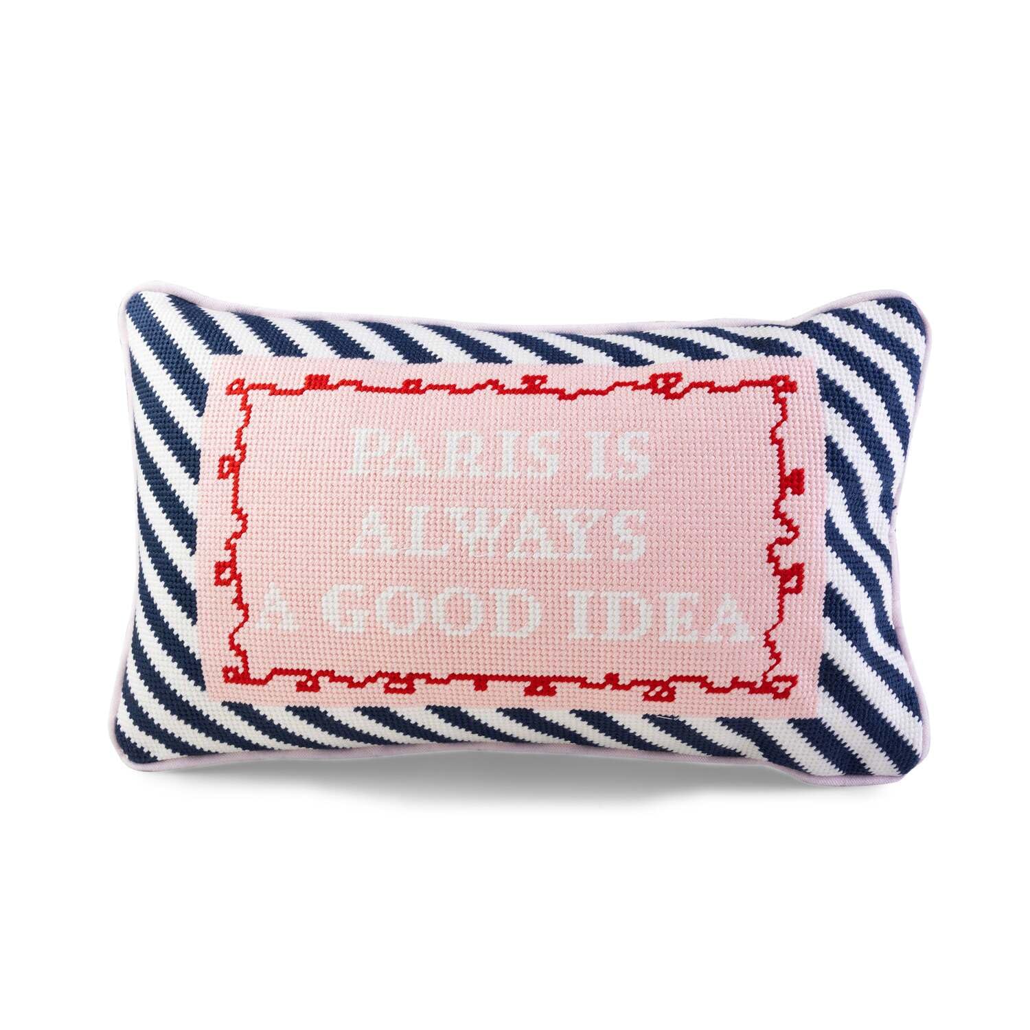 Paris Needlepoint Throw Pillow 9x15