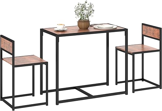 3-Piece Industrial Dining Table Set for 2