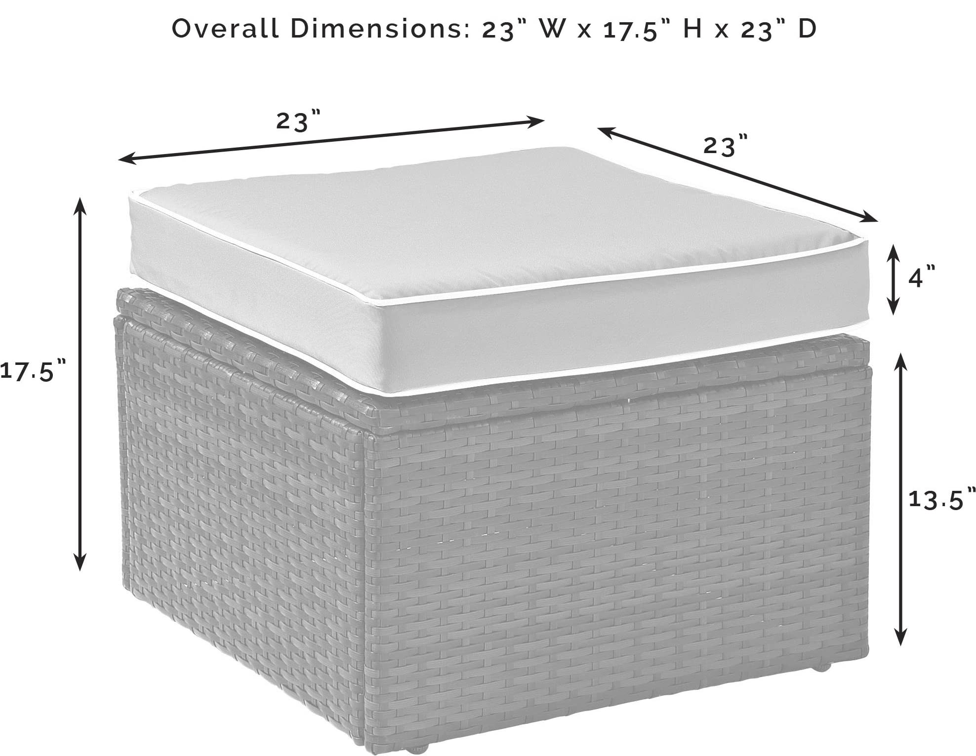 All-Weather Wicker Outdoor Ottoman