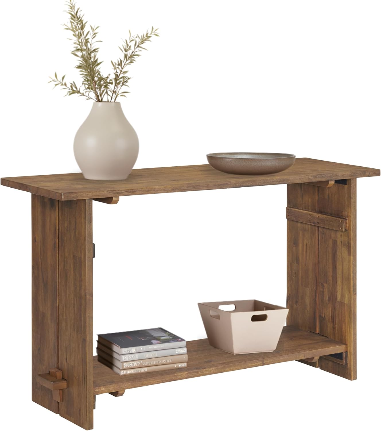 70" Acacia Wood Hall Tree with Bench & Storage