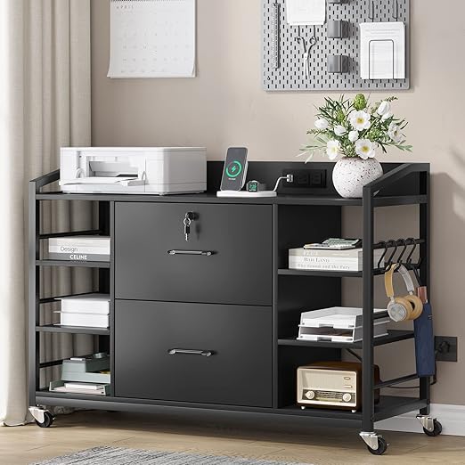 2-Drawer Mobile File Cabinet with Power Strip