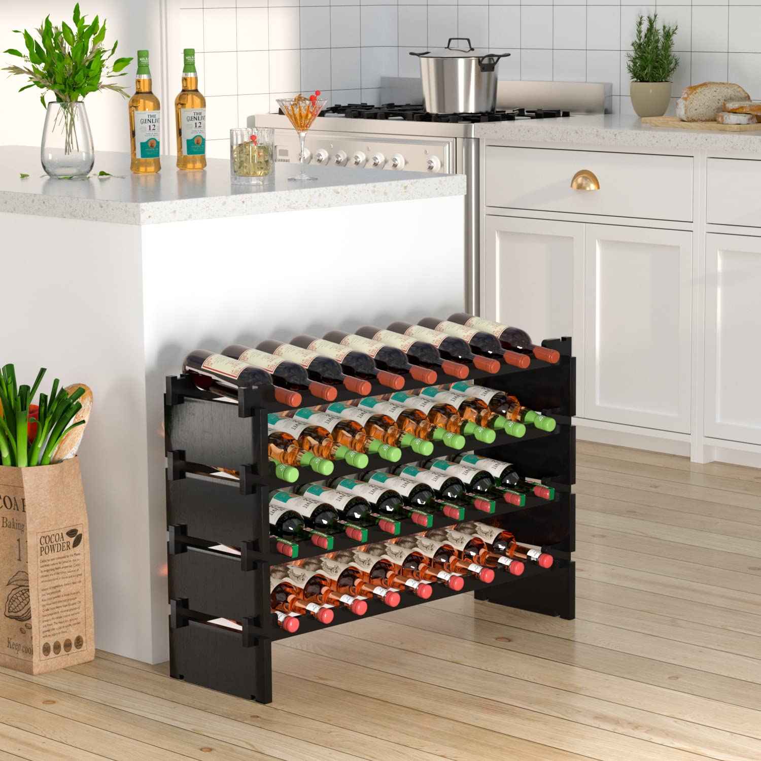 36 Bottle Bamboo Wine Rack Floor Standing