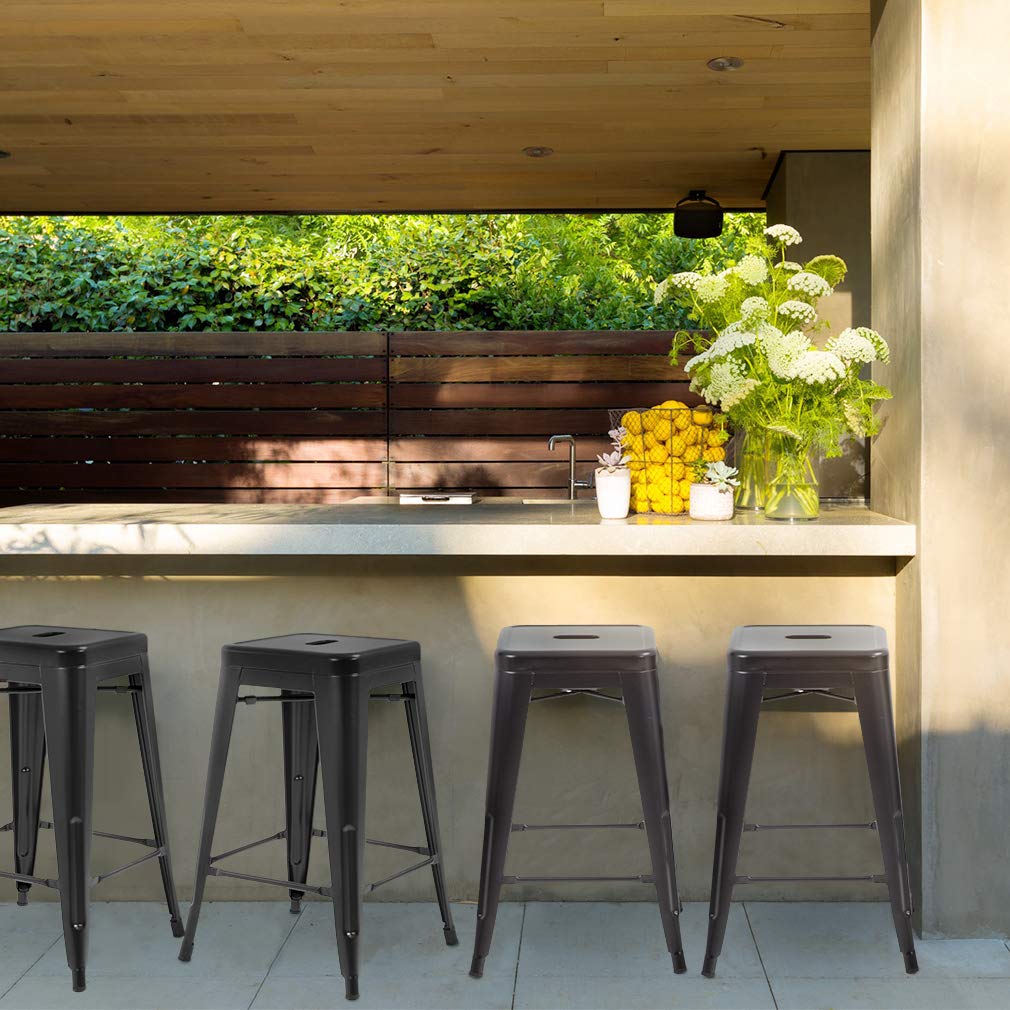 24" Stackable Metal Bar Stools Set of 4