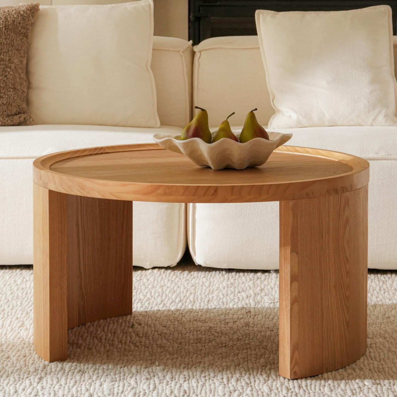 Round Nesting Coffee Table Set of 2 - Wood Look Top