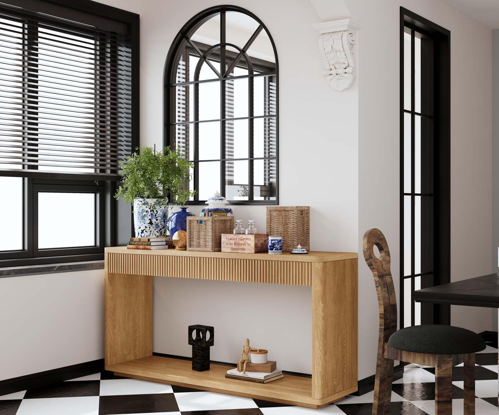 60" Fluted Console Table with 2 Drawers