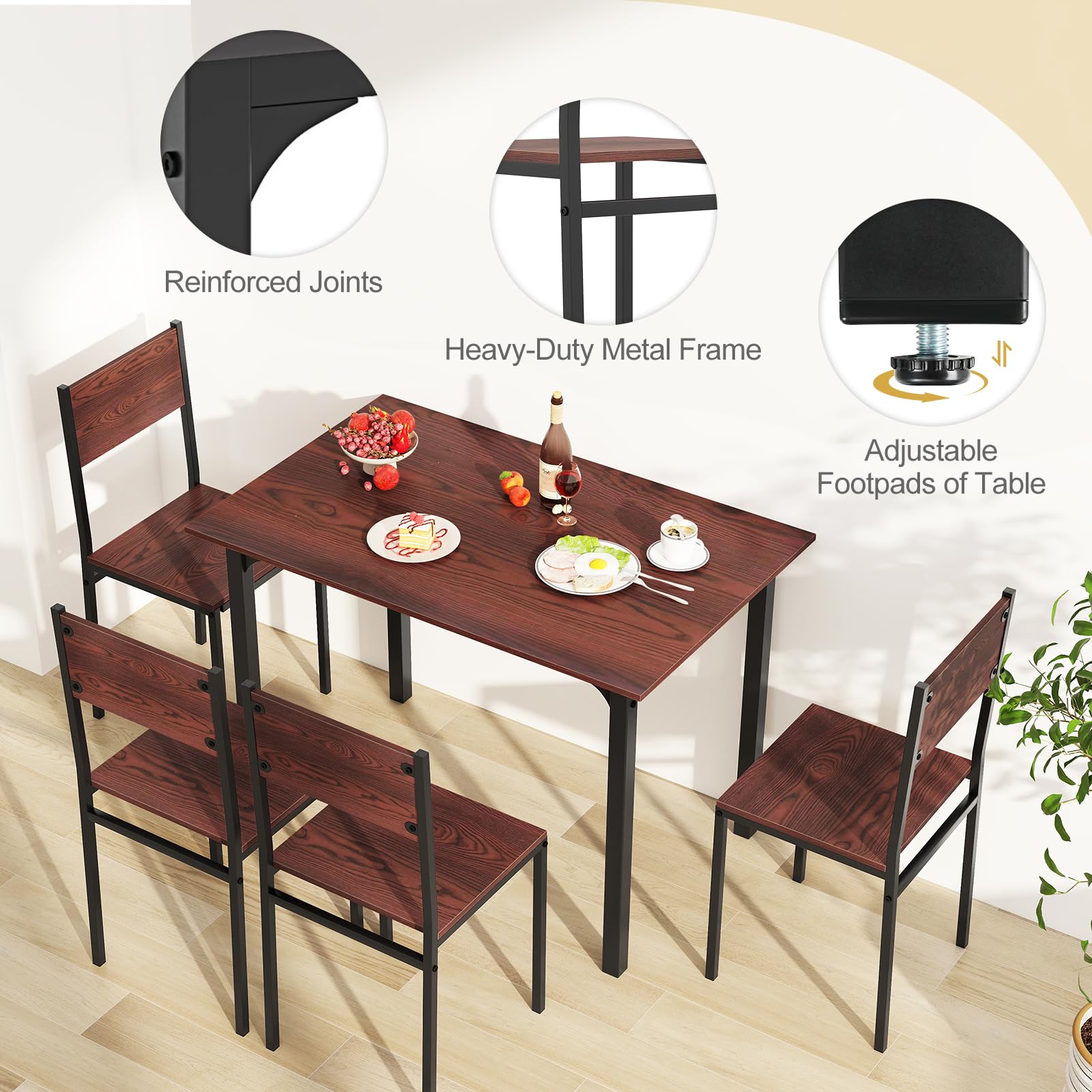 5-Piece Dining Table Set with Chairs