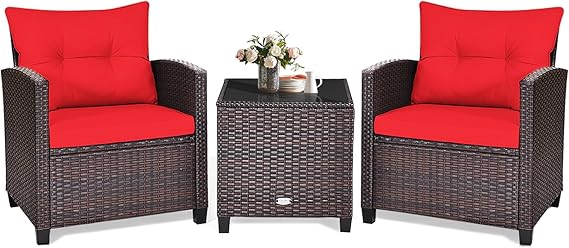 3 Piece Patio Furniture Set with Cushions