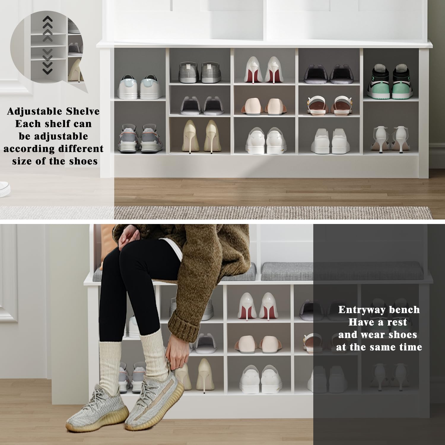 Hall Tree with Bench and Shoe Storage