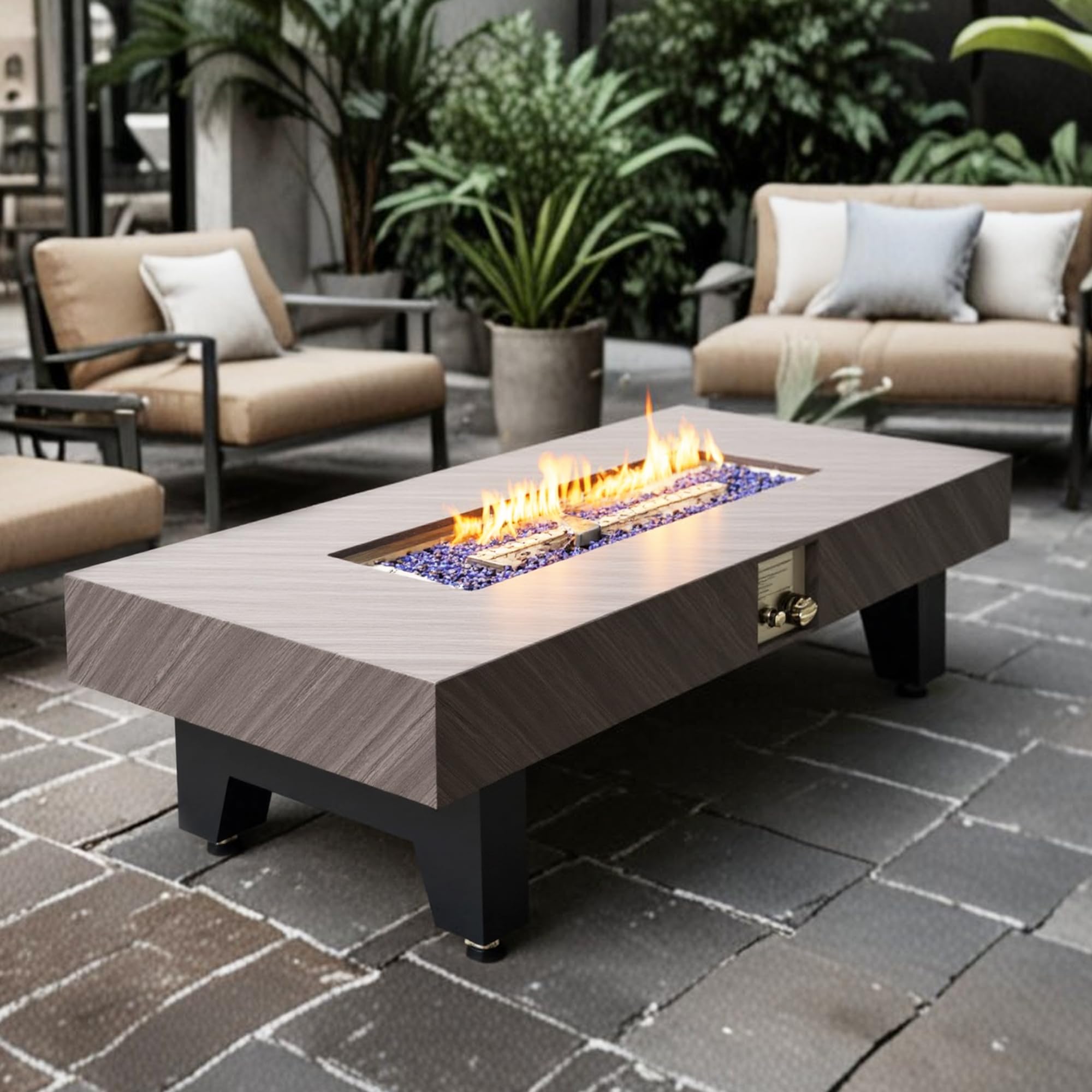 54" Rectangular Propane Fire Pit Table