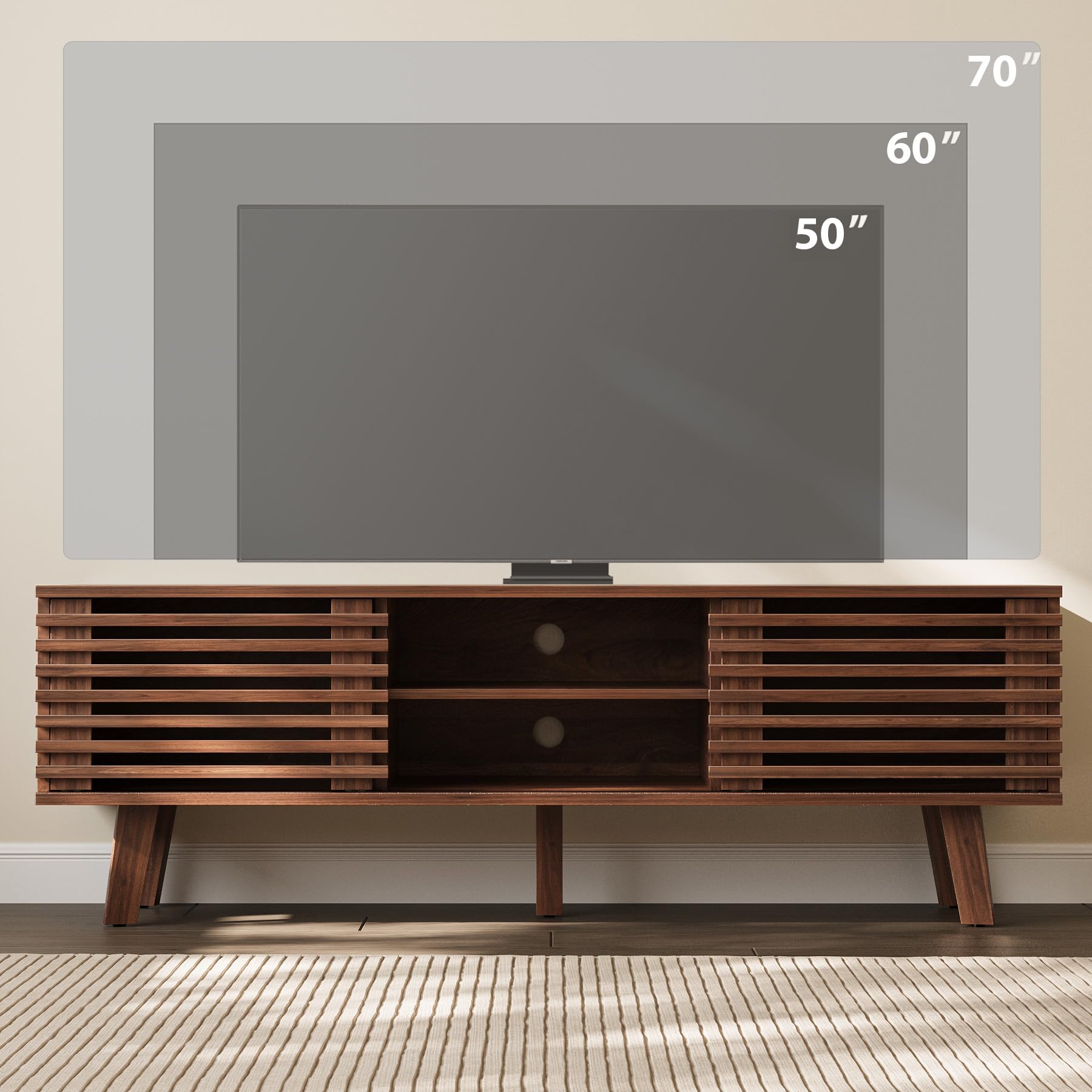 Mid-Century Modern TV Stand with Storage Cabinet