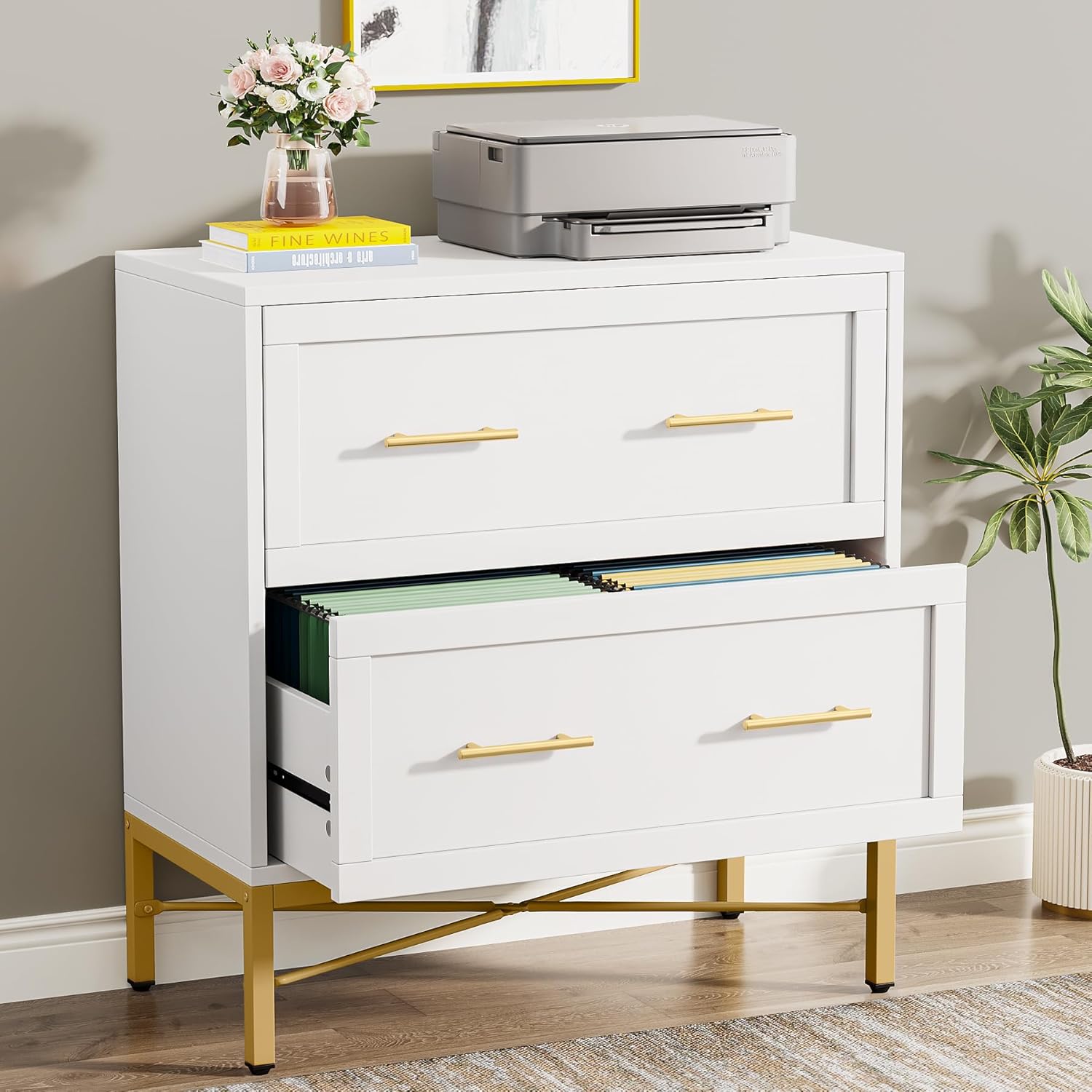2 Drawer Lateral Filing Cabinet with Printer Stand