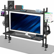 40 Inch 2-Tier Clamp-On Desktop Shelving Unit with Pegboard