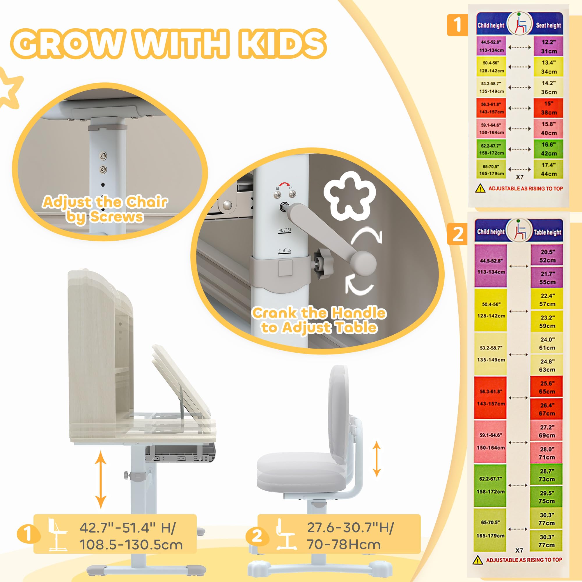 Adjustable Kids Desk and Chair Set