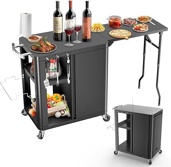Outdoor Grill Table Cart with Storage