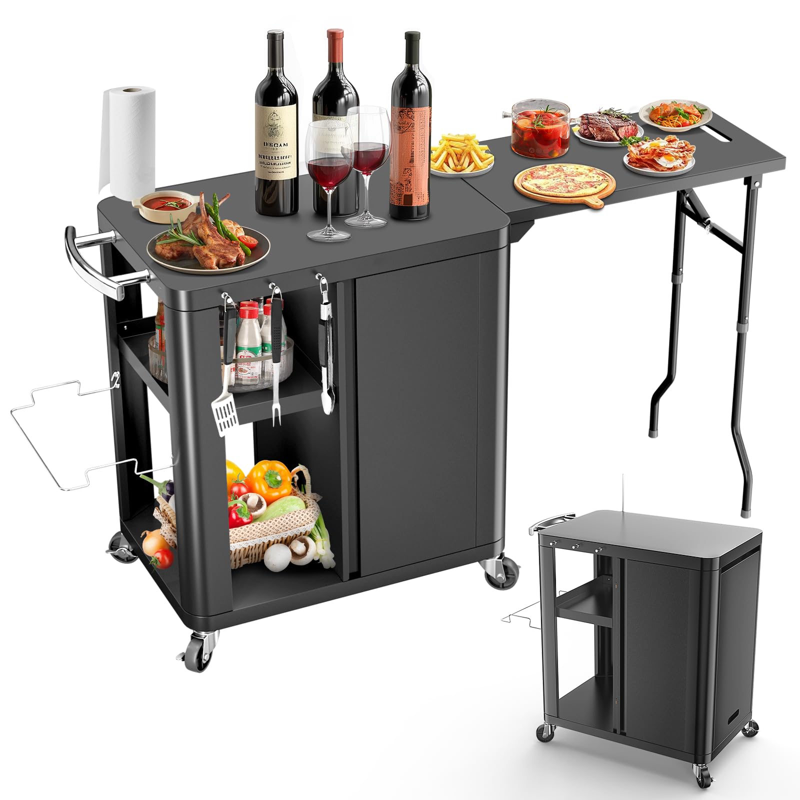 Outdoor Grill Table Cart with Storage