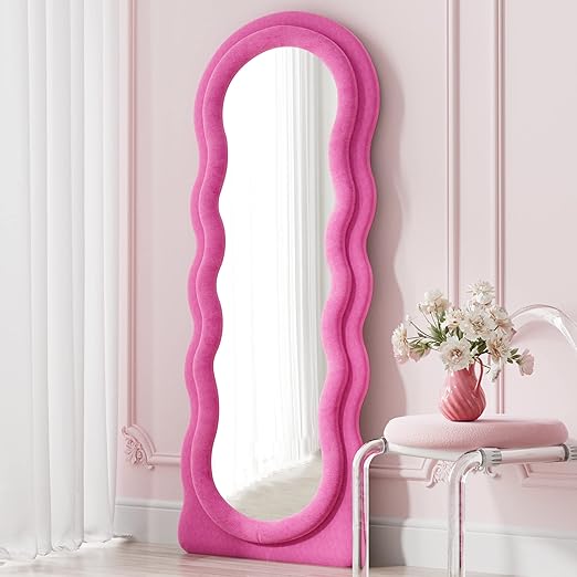 63" x 24" Wavy Full Length Mirror White