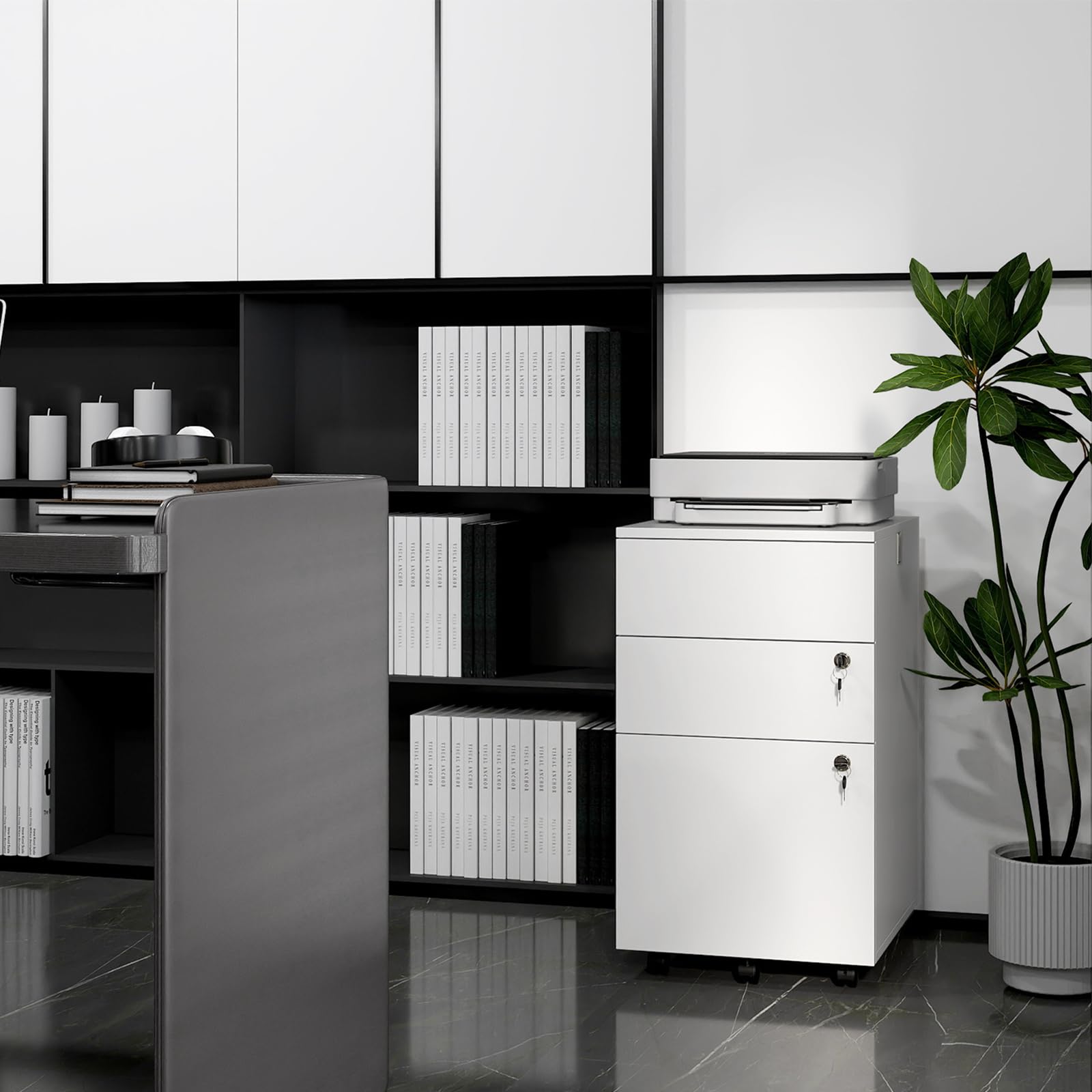 Mobile File Cabinet with 3 Drawers