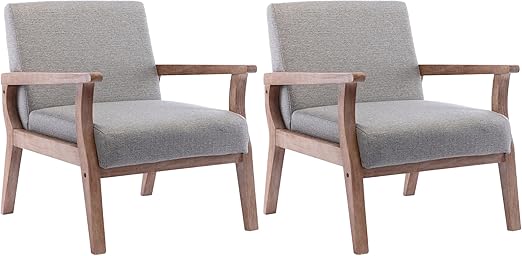 Mid Century Accent Chair with Upholstered Seat