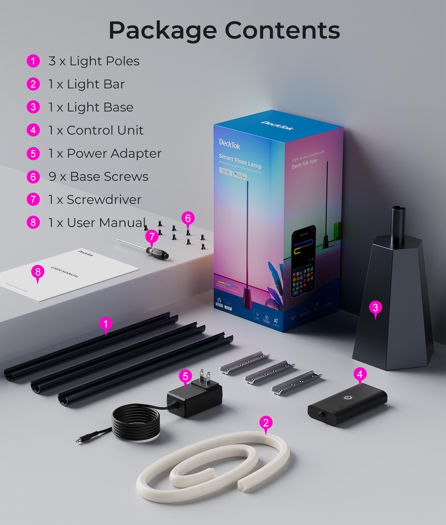 RGBCW Smart Corner Floor Lamp with Music Sync