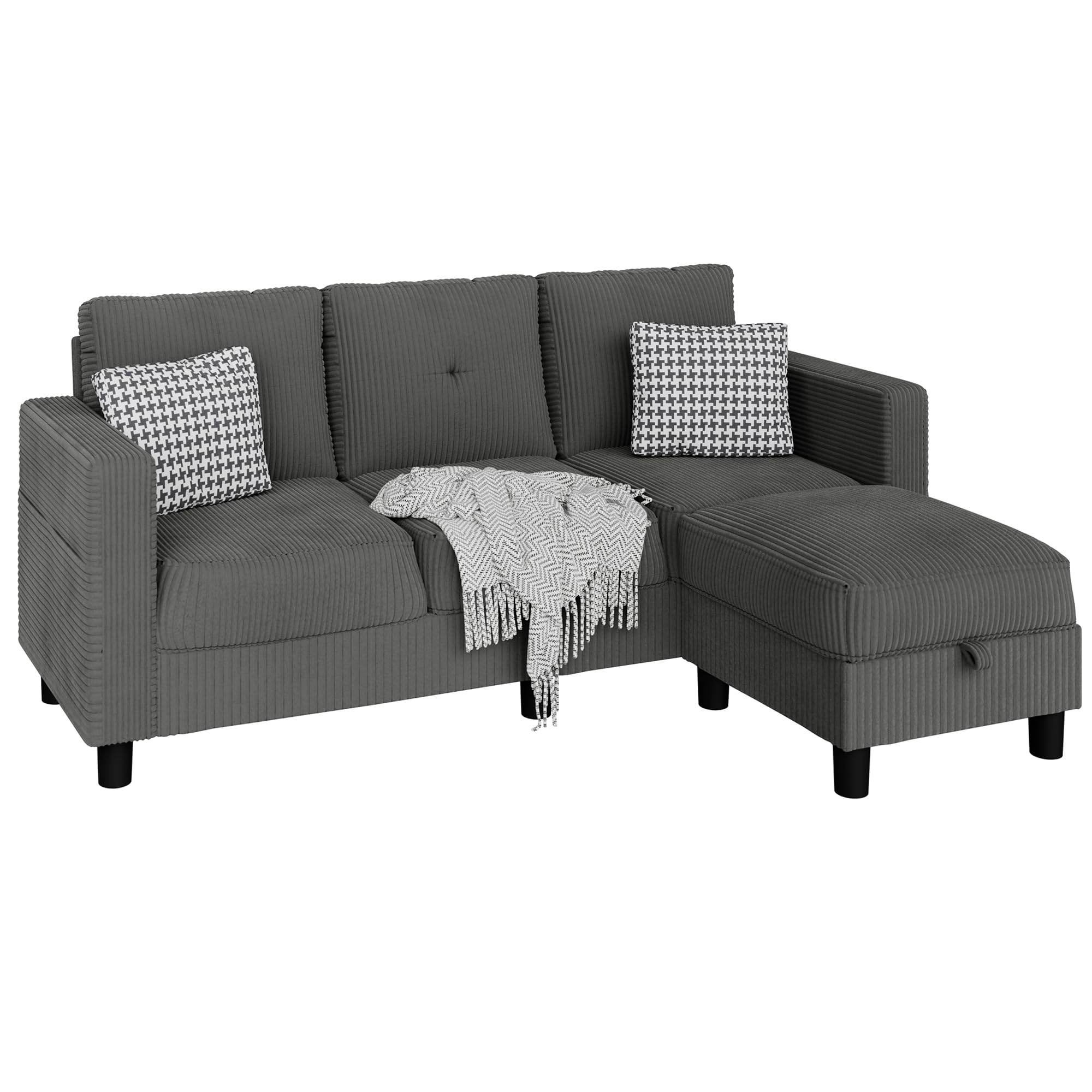 L-Shaped Sectional Sofa with Storage Ottoman