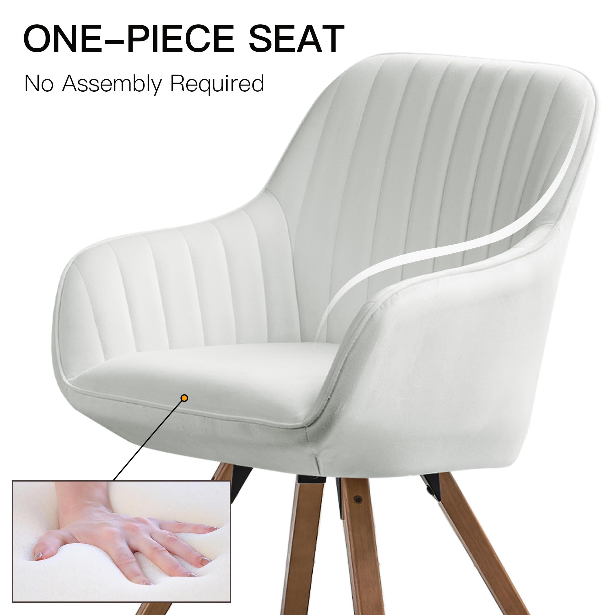 360° Swivel Desk Chair No Wheels Cream