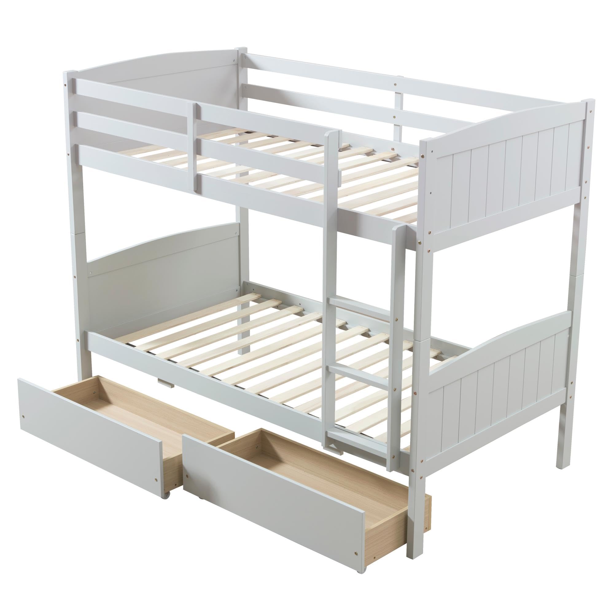 Twin Over Twin Bunk Bed with Storage Drawers