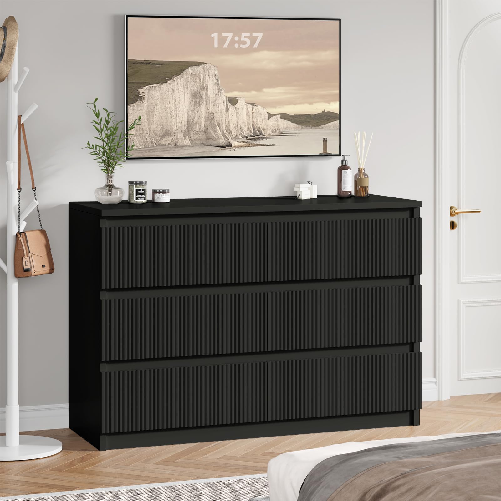 Modern 6 Drawer Dresser with Fluted Design