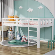 Twin Loft Bed Frame with Guardrail and Ladder