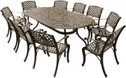 95-Inch Bronze Oval Patio Dining Set with 10 Chairs