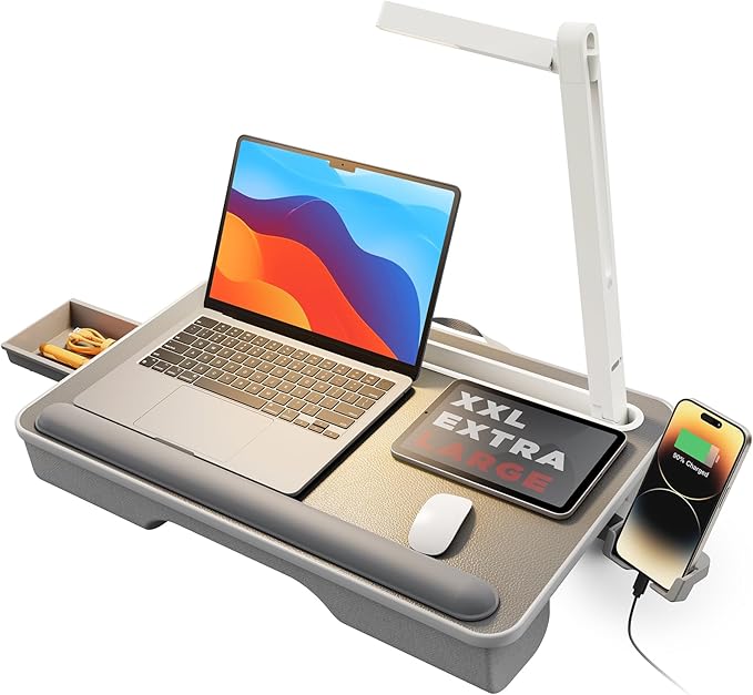 Lap Desk with LED Light and Cushion for 17" Laptops