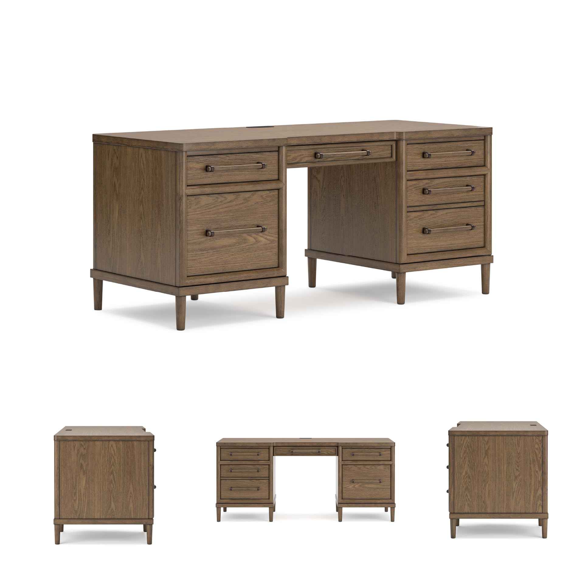 Contemporary Home Office Desk with 6 Drawers