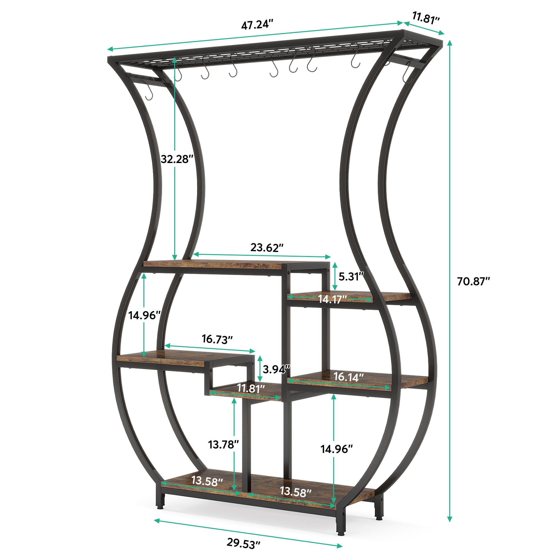 6-Tier Plant Stand with Hanging Hooks