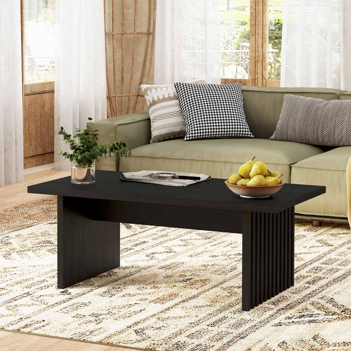 Black Oak Fluted Coffee Table 43 Inch