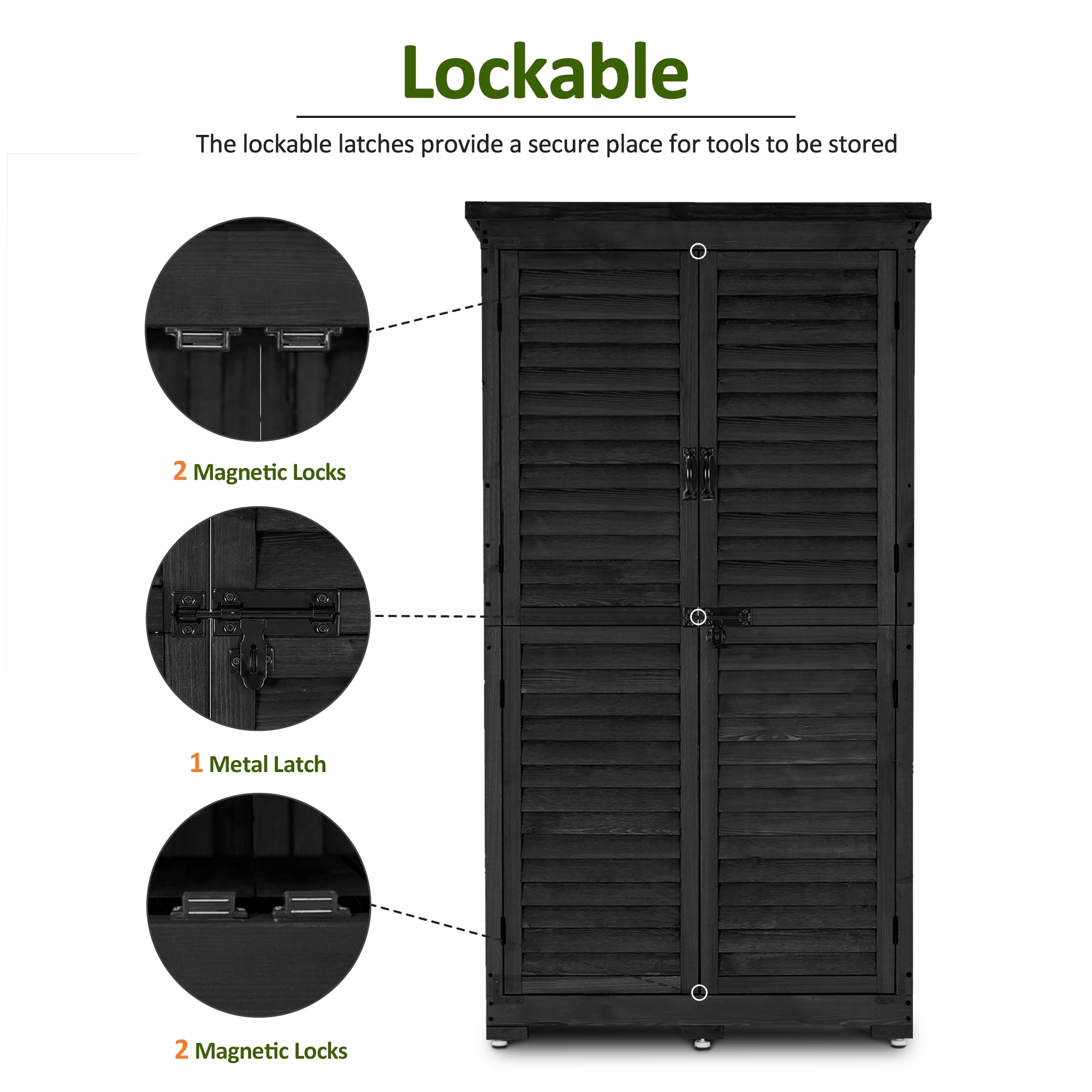 Outdoor Storage Cabinet with Lockers 63 Inches Tall