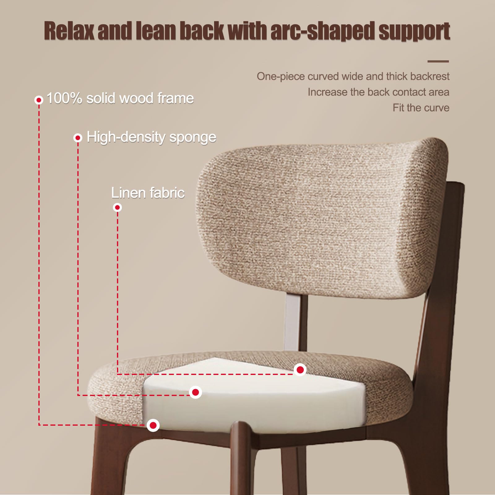 Mid Century Modern Fabric Dining Chairs Set of 2/4